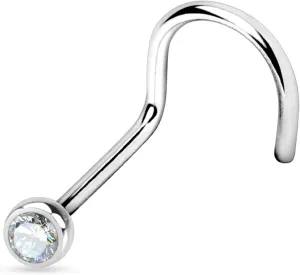 Forbidden Body Jewelry Nose Rings Clear CZ Press Fit Screw Nose Piercing Jewelry 22G Stainless Steel
