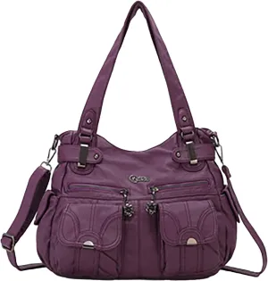 Foreign Trade Fashion Women's Shoulder Bags European And Large Capacity PU Portable Shoulder Bag Cute (Purple, One Size)