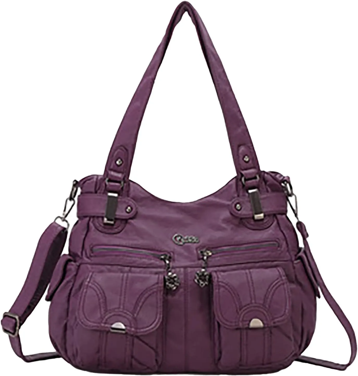 Foreign Trade Fashion Women's Shoulder Bags European And Large Capacity PU Portable Shoulder Bag Cute (Purple, One Size)