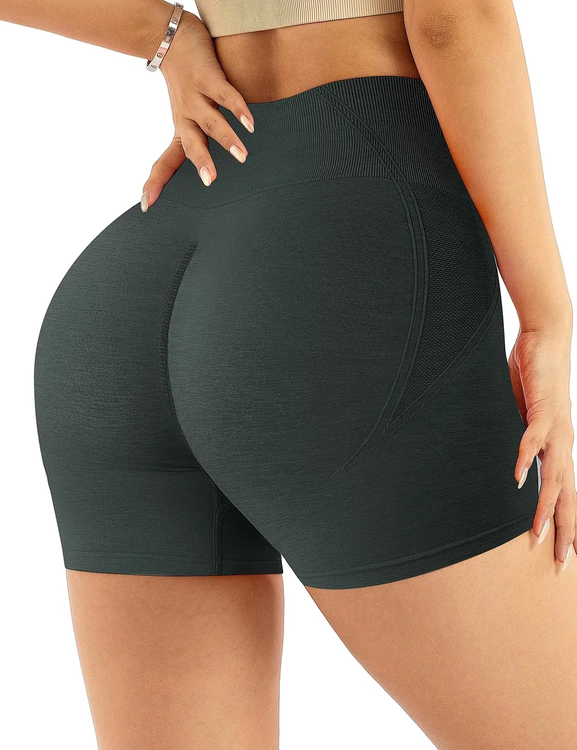 GILLYA Workout Shorts for Women Seamless Butt Lifting Shorts High Waisted Gym Yoga Shorts
