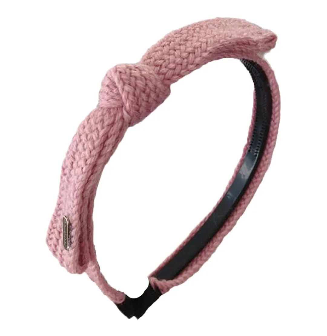 Girls Handmade Knitted Headband with Bowknot Solid Color Casual Cute Boho Knotted Headbands Elastic Head Bands