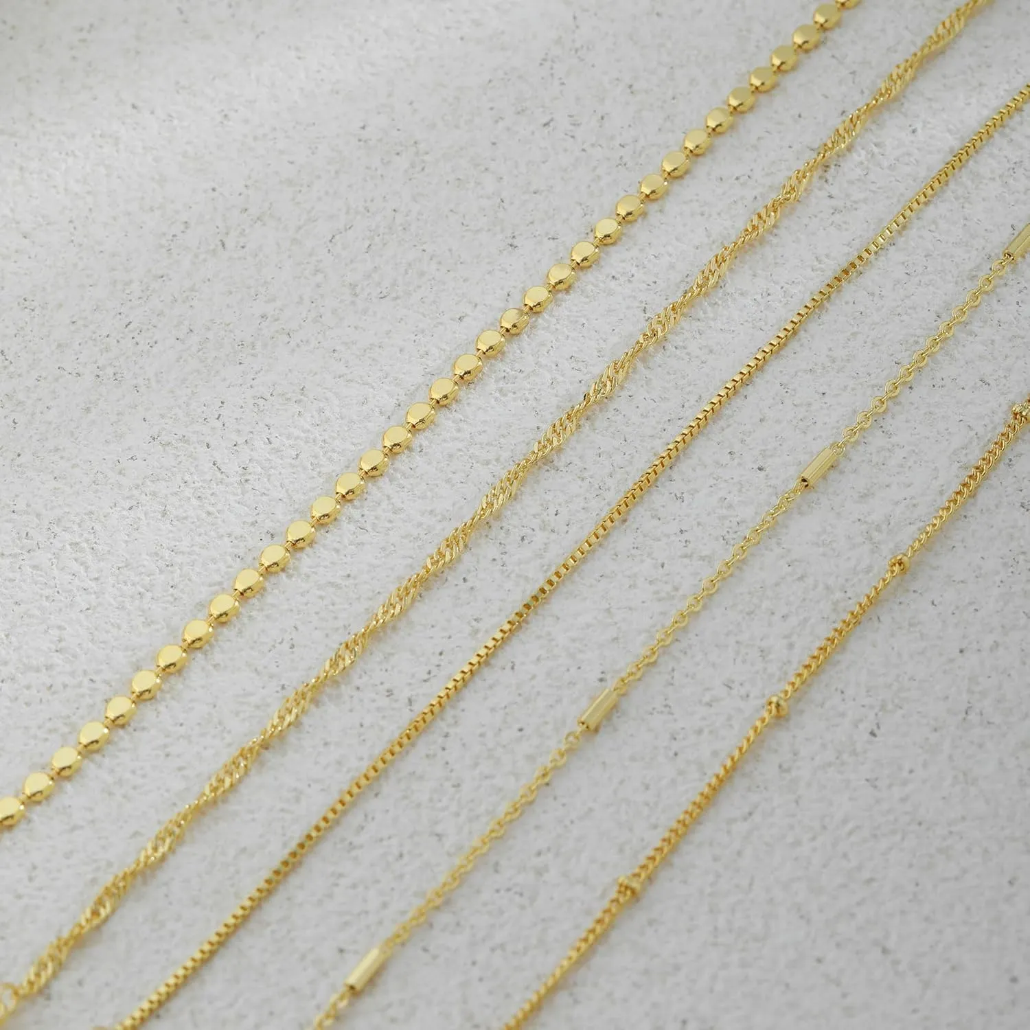 Gold Bracelets for Women, 14K Gold Plated Waterproof Bracelets for Women, Dainty Stackable Adjustable Chain Jewelry Set - Trendy Layered Bracelet Stack Gift, Everyday Wear