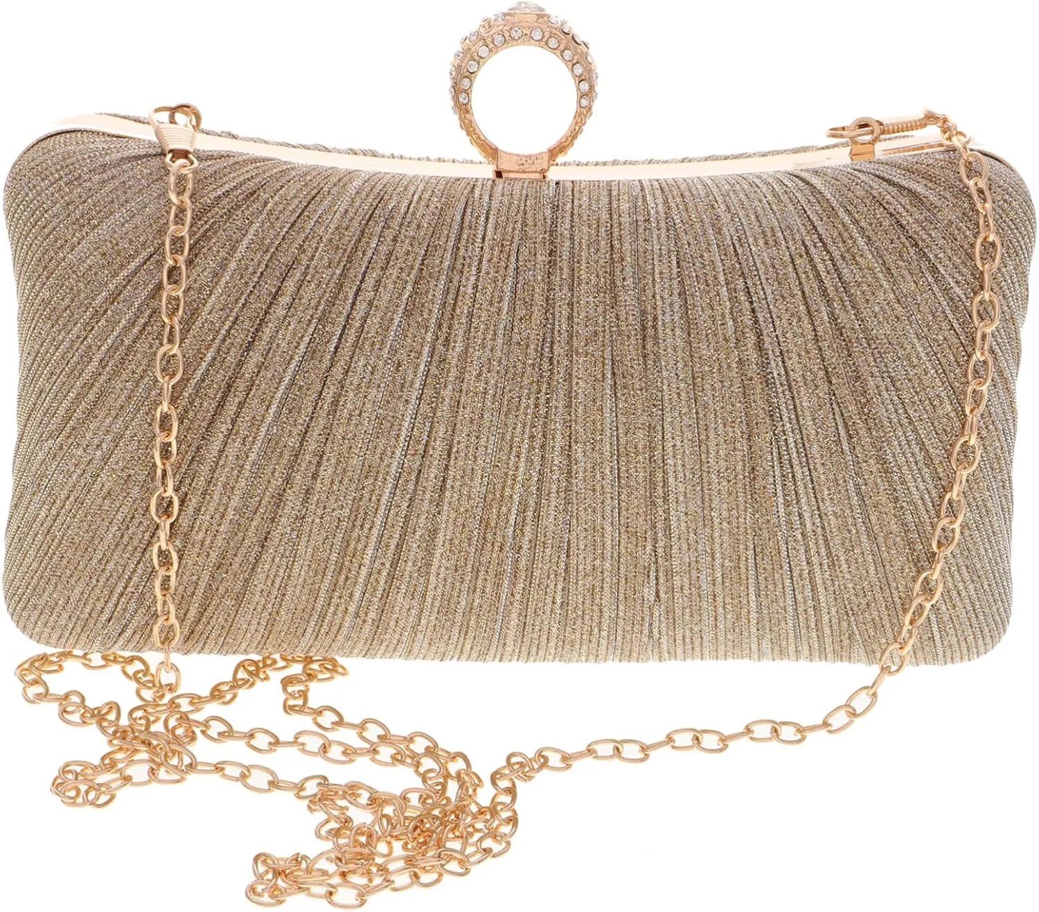 Gold Clutch Purse for Women Versatile Evening Bag Pleated Design for Formal Events