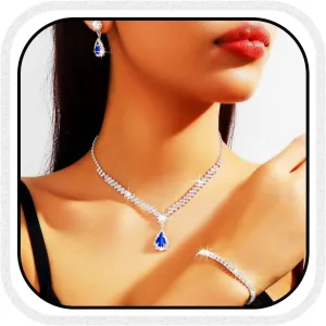 GORAIS Prom Wedding Jewelry Sets Rhinestone Bridal Necklace Earrings Bracelet Set Crystal Costume Jewelry for Brides