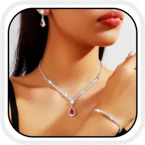 GORAIS Prom Wedding Jewelry Sets Rhinestone Bridal Necklace Earrings Bracelet Set Crystal Costume Jewelry for Brides