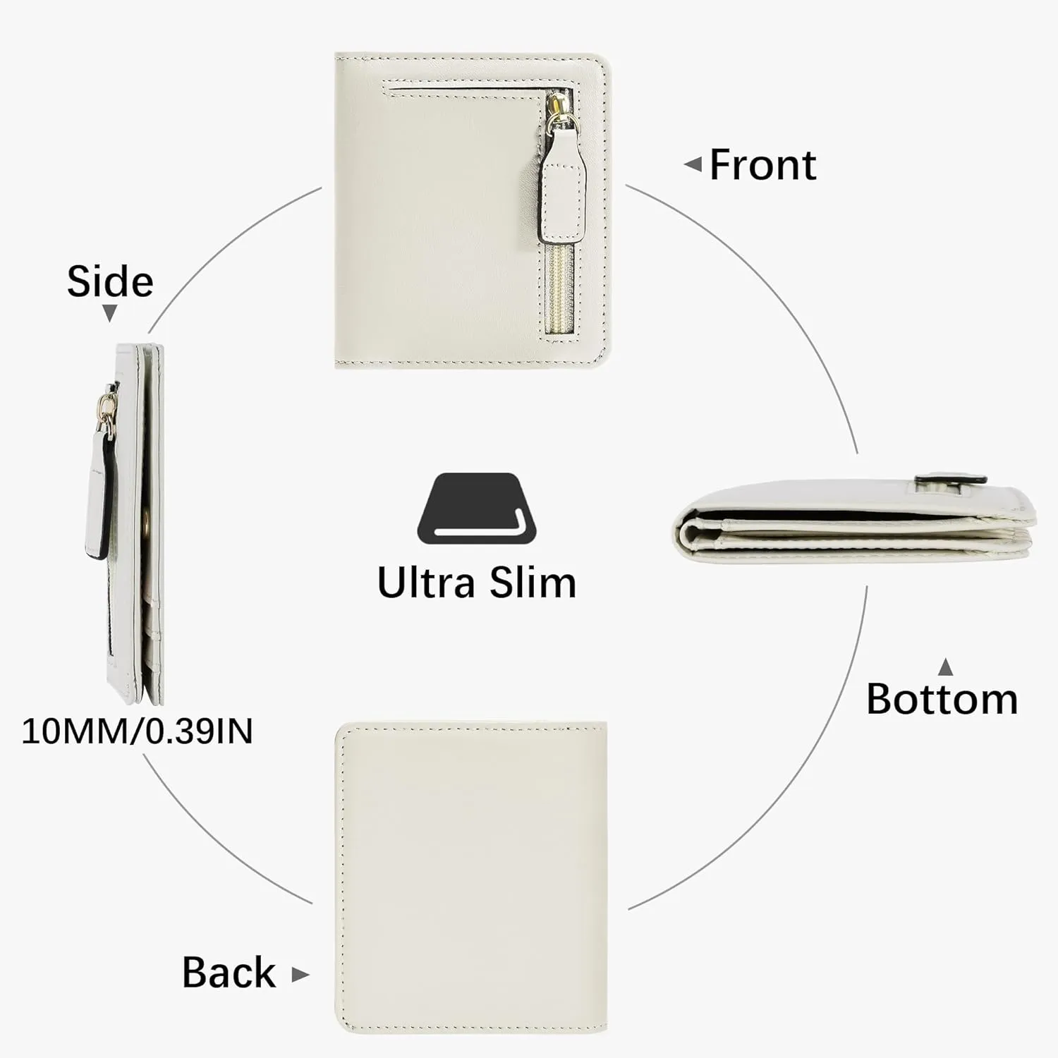 Gostwo Small Wallet for Women, Slim Bifold Credit Card Holder, Compact RFID Blocking Cash Wallet, Billfolds Thin Leather Zipper Pocket, Mini Wallet Gift for Ladies Teen Girls Travel with ID Window