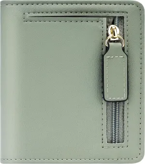 Gostwo Small Wallet for Women, Slim Bifold Credit Card Holder, Compact RFID Blocking Cash Wallet, Billfolds Thin Leather Zipper Pocket, Mini Wallet Gift for Ladies Teen Girls Travel with ID Window