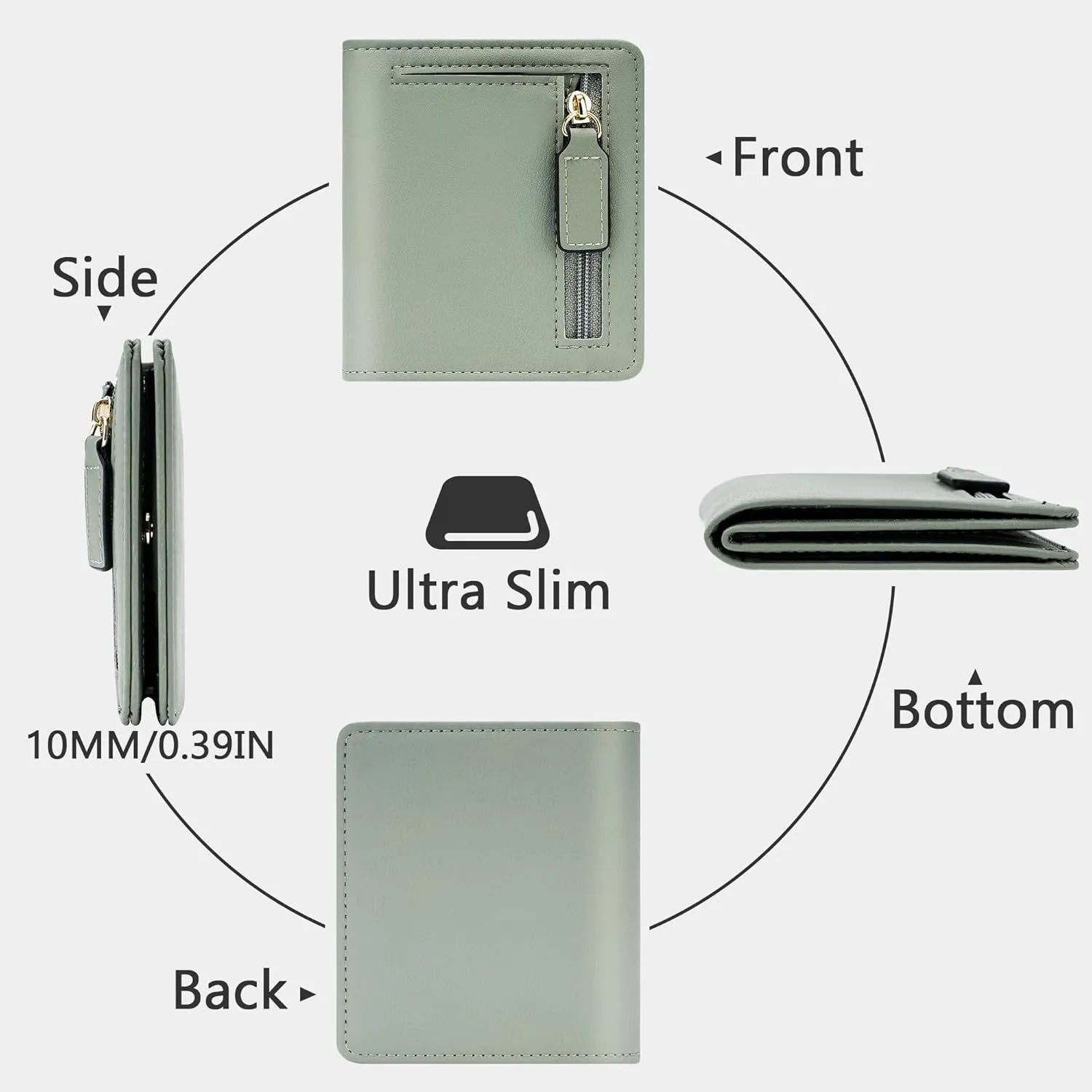 Gostwo Small Wallet for Women, Slim Bifold Credit Card Holder, Compact RFID Blocking Cash Wallet, Billfolds Thin Leather Zipper Pocket, Mini Wallet Gift for Ladies Teen Girls Travel with ID Window