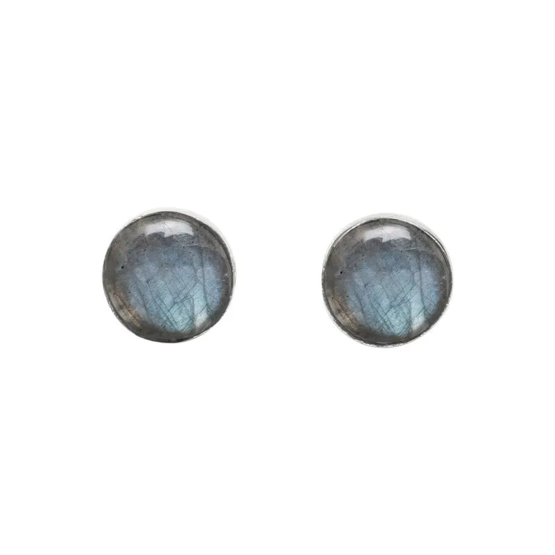 Grey Blue Fire Labradorite Stone Stud Post Earrings 925 Sterling Silver Gemstone Earring 6 MM Round Gift