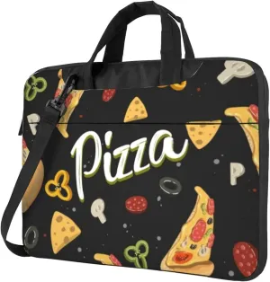 Hand Drawn Pizza Practical 13-15.6 Inch Laptop Bag For Man And Women, Computer Messenger Bag, Trendy Shoulder Strap Design