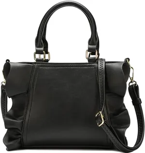 Handbags for Women Stylish Vegan Leather Satchel Bag Pleated Ruffle Tote Crossbody Bag Purse