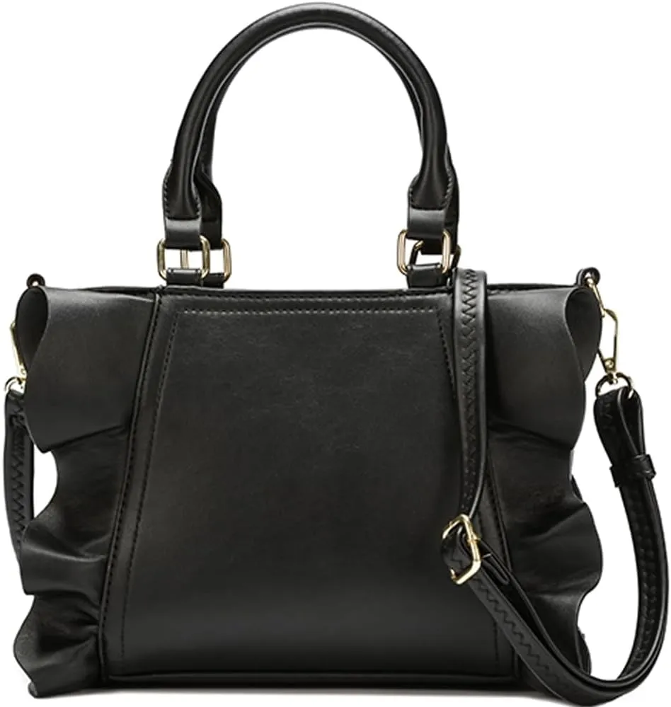 Handbags for Women Stylish Vegan Leather Satchel Bag Pleated Ruffle Tote Crossbody Bag Purse