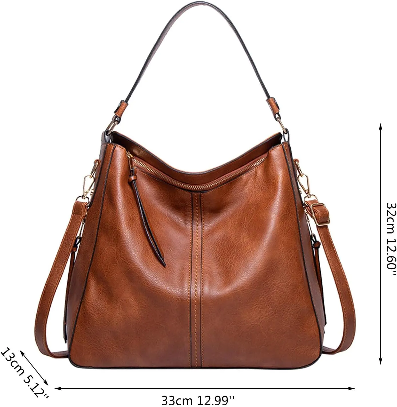Handbags for Womens Hobo Fashion Roomy PU Leather Tote Bag Zipper Adjustable Strap Purse Crossbody Satchel Bags
