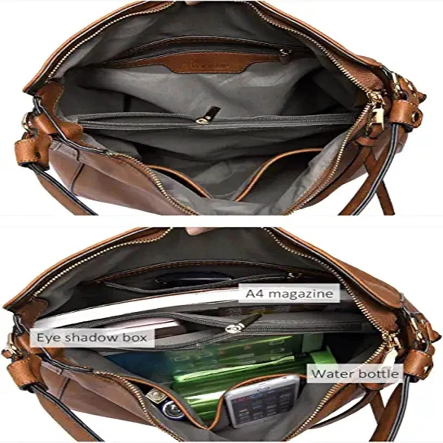 Handbags for Womens Hobo Fashion Roomy PU Leather Tote Bag Zipper Adjustable Strap Purse Crossbody Satchel Bags