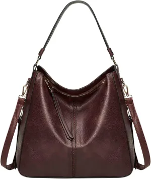 Handbags for Womens Hobo Fashion Roomy PU Leather Tote Bag Zipper Adjustable Strap Purse Crossbody Satchel Bags