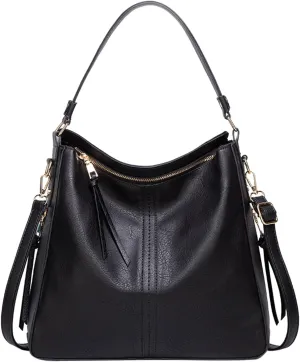 Handbags for Womens Hobo Fashion Roomy PU Leather Tote Bag Zipper Adjustable Strap Purse Crossbody Satchel Bags