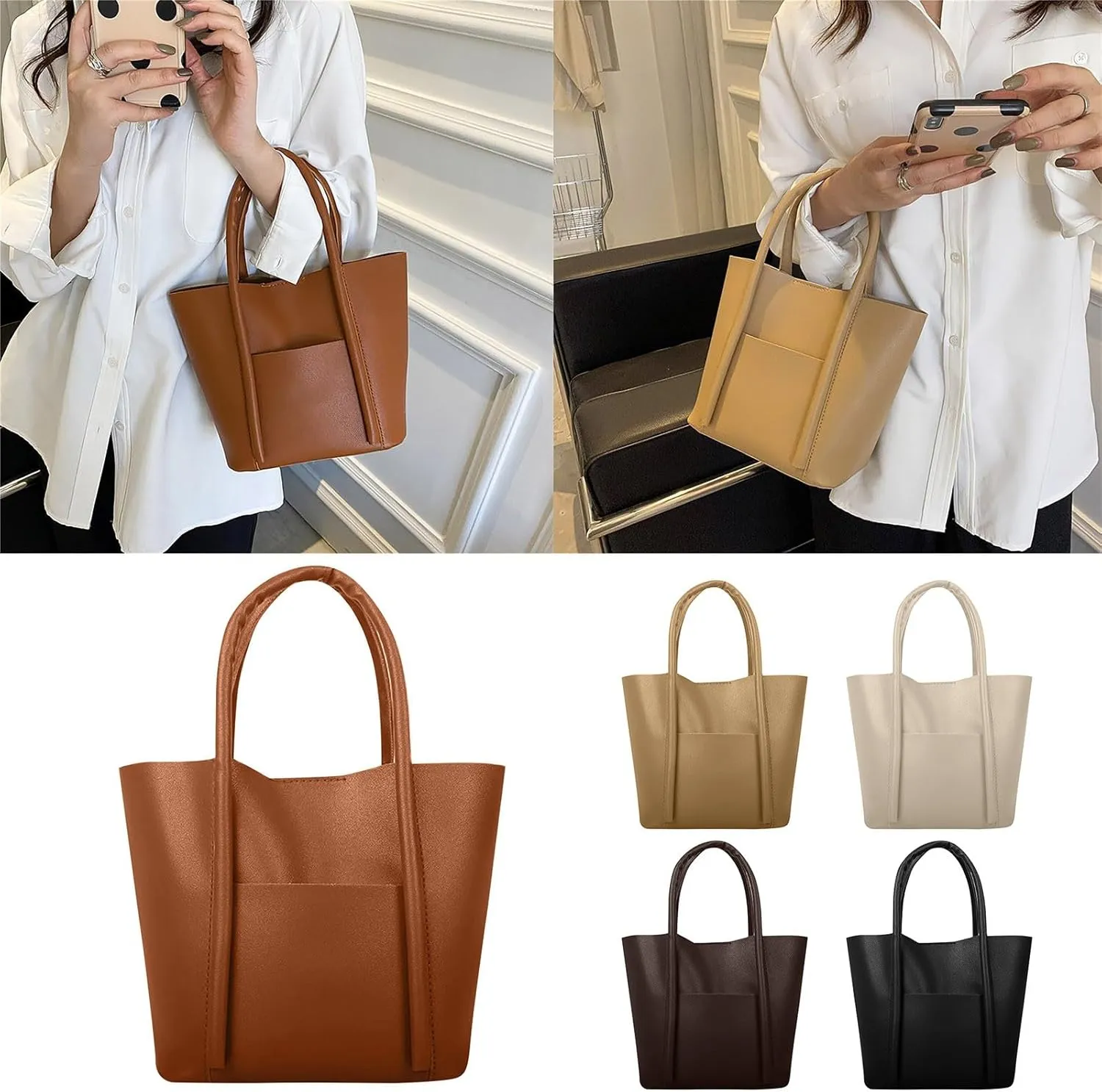 Handbags for Womens Top Handle Shoulder Purse Satchel PU Leather Fashion Bags Roomy Tote Bag Casual Lightweight