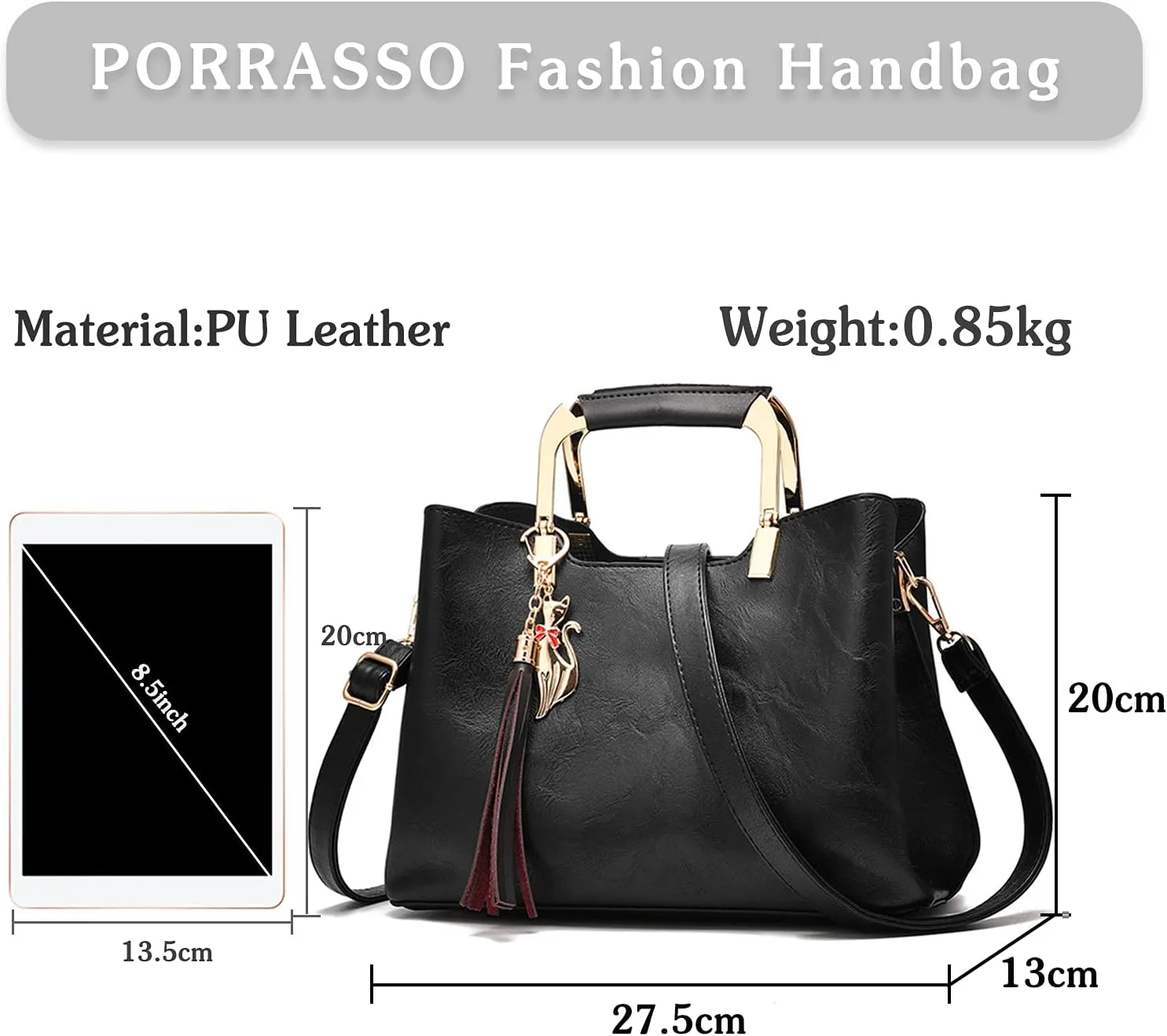 Handbags Purses Women Top-Handle Bags Ladies Fashion Crossbody Bag Satchel PU Leather Shoulder Tote Bags Black A