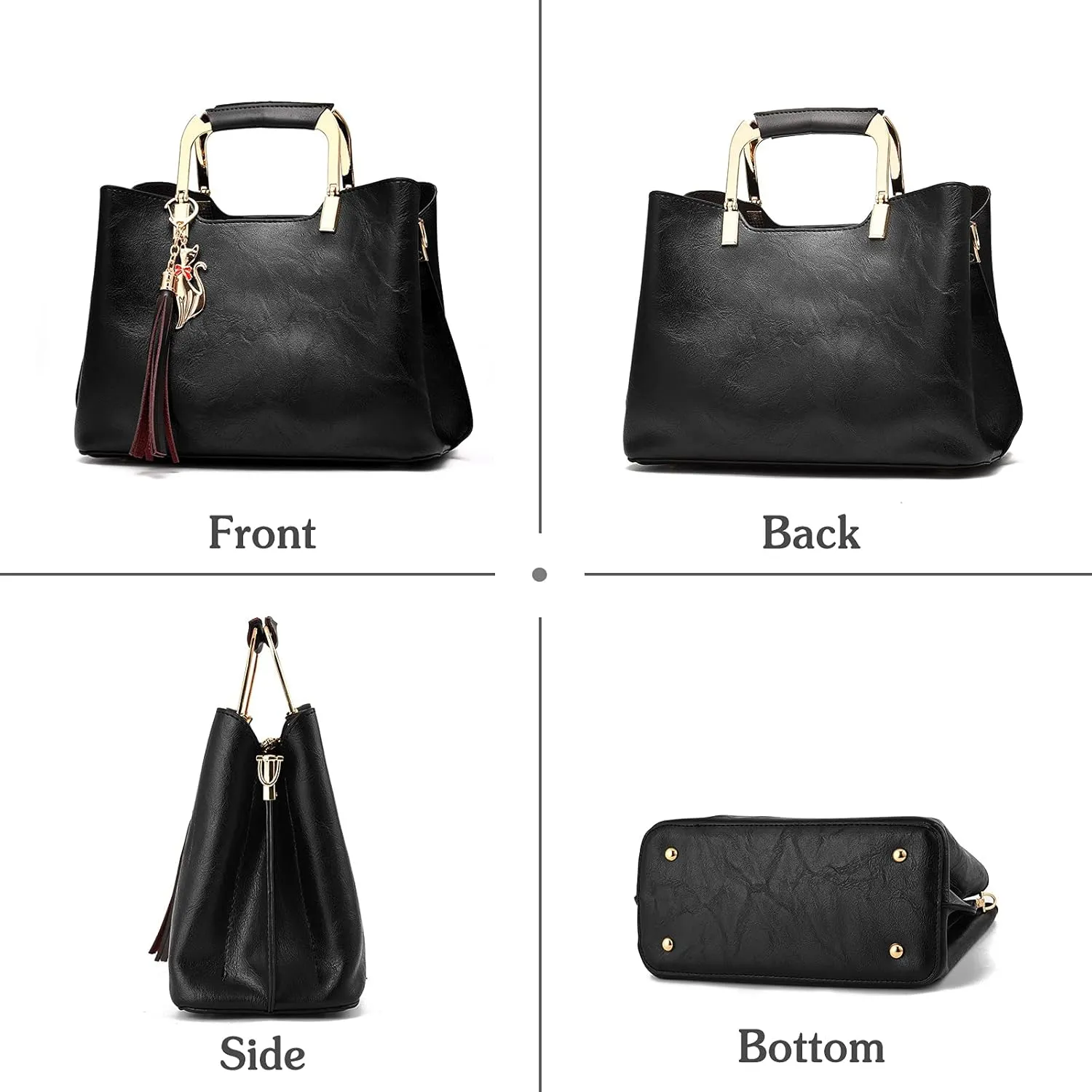 Handbags Purses Women Top-Handle Bags Ladies Fashion Crossbody Bag Satchel PU Leather Shoulder Tote Bags Black A