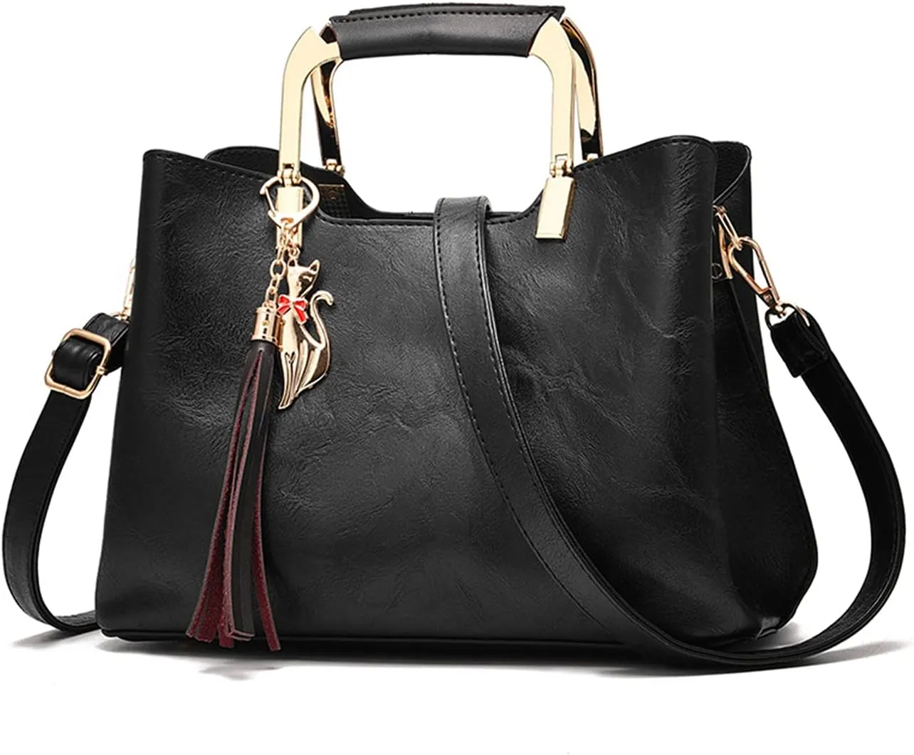 Handbags Purses Women Top-Handle Bags Ladies Fashion Crossbody Bag Satchel PU Leather Shoulder Tote Bags Black A