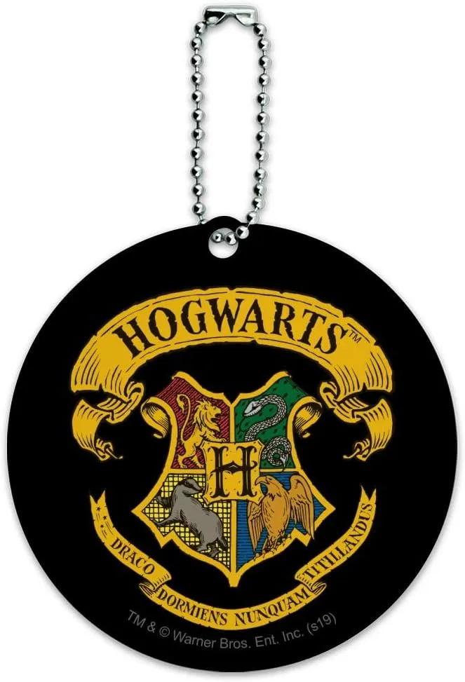 Harry Potter Ilustrated Hogwart's Crest Round Luggage Card Carry-On ID Tag