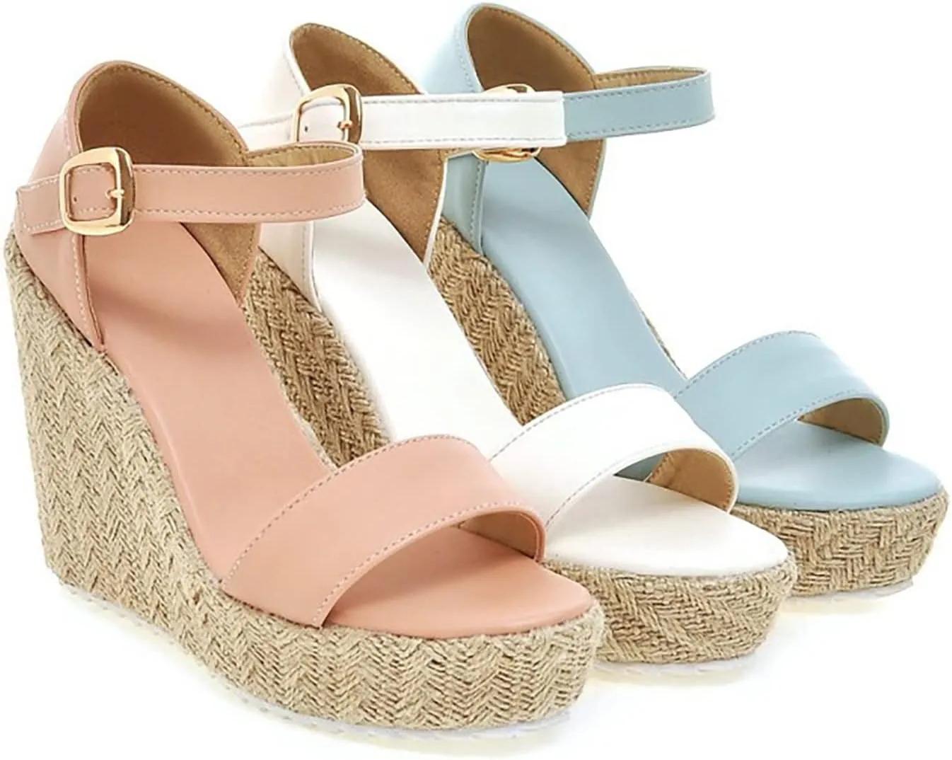 Hbeylia Espadrilles Platform Wedge Sandals for Women Dressy Summer Chunky Bottom High Heels Orthopedic Sandals Open Toe Ankle Strap Bohemian Sandals with Arch Support
