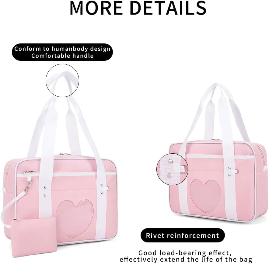 Heart Shape Window Japanese Handbag Versatile as a Laptop Bag Shoulder Bag