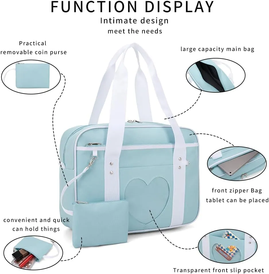 Heart Shape Window Japanese Handbag Versatile as a Laptop Bag Shoulder Bag