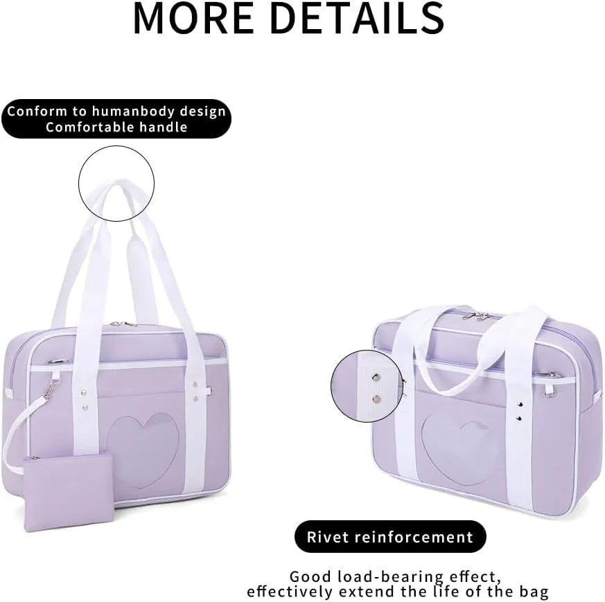 Heart Shape Window Japanese Handbag Versatile as a Laptop Bag Shoulder Bag