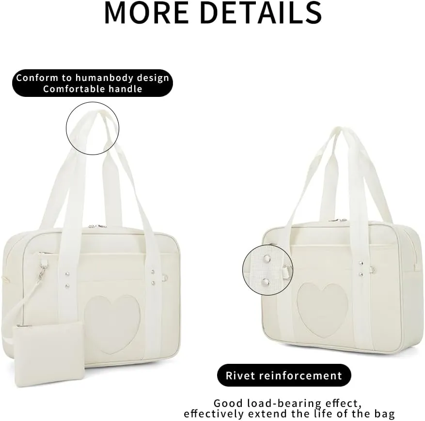 Heart Shape Window Japanese Handbag Versatile as a Laptop Bag Shoulder Bag
