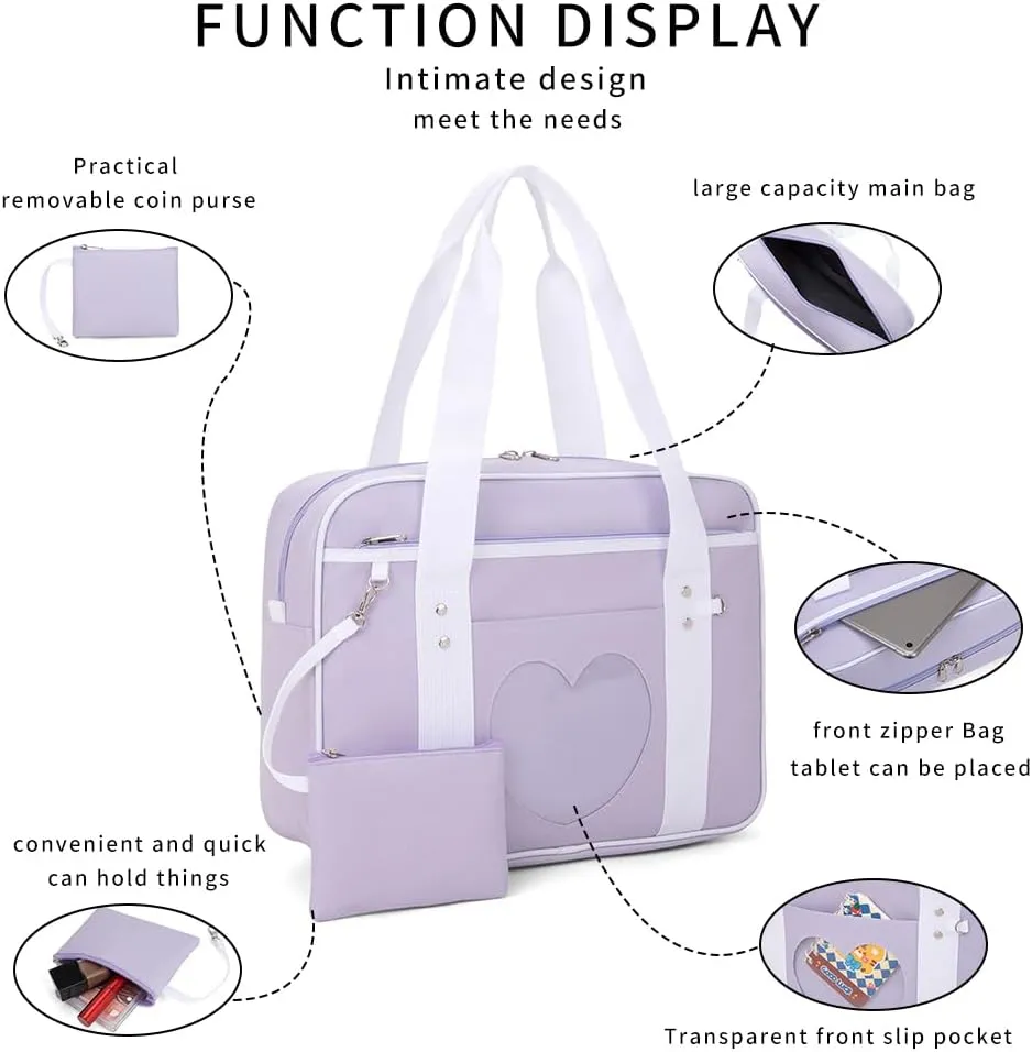 Heart Shape Window Japanese Handbag Versatile as a Laptop Bag Shoulder Bag