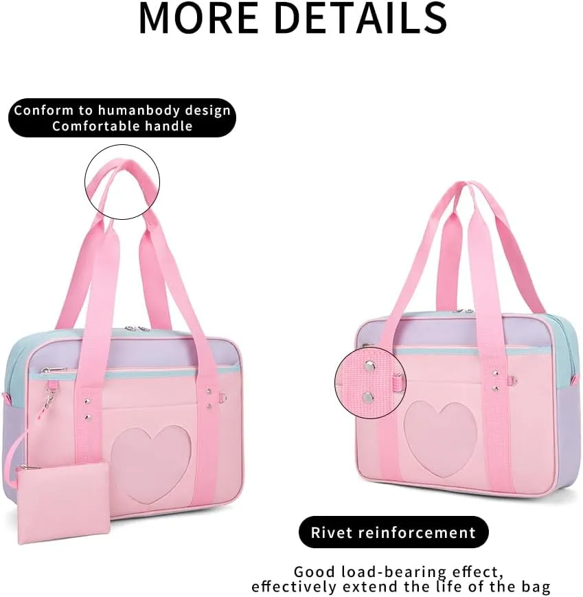 Heart Shape Window Japanese Handbag Versatile as a Laptop Bag Shoulder Bag