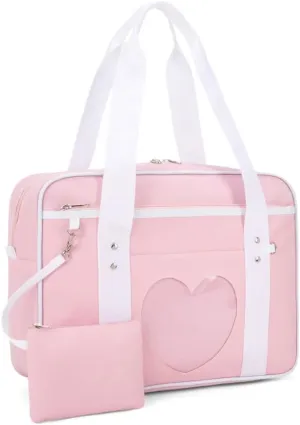 Heart Shape Window Japanese Handbag Versatile as a Laptop Bag Shoulder Bag