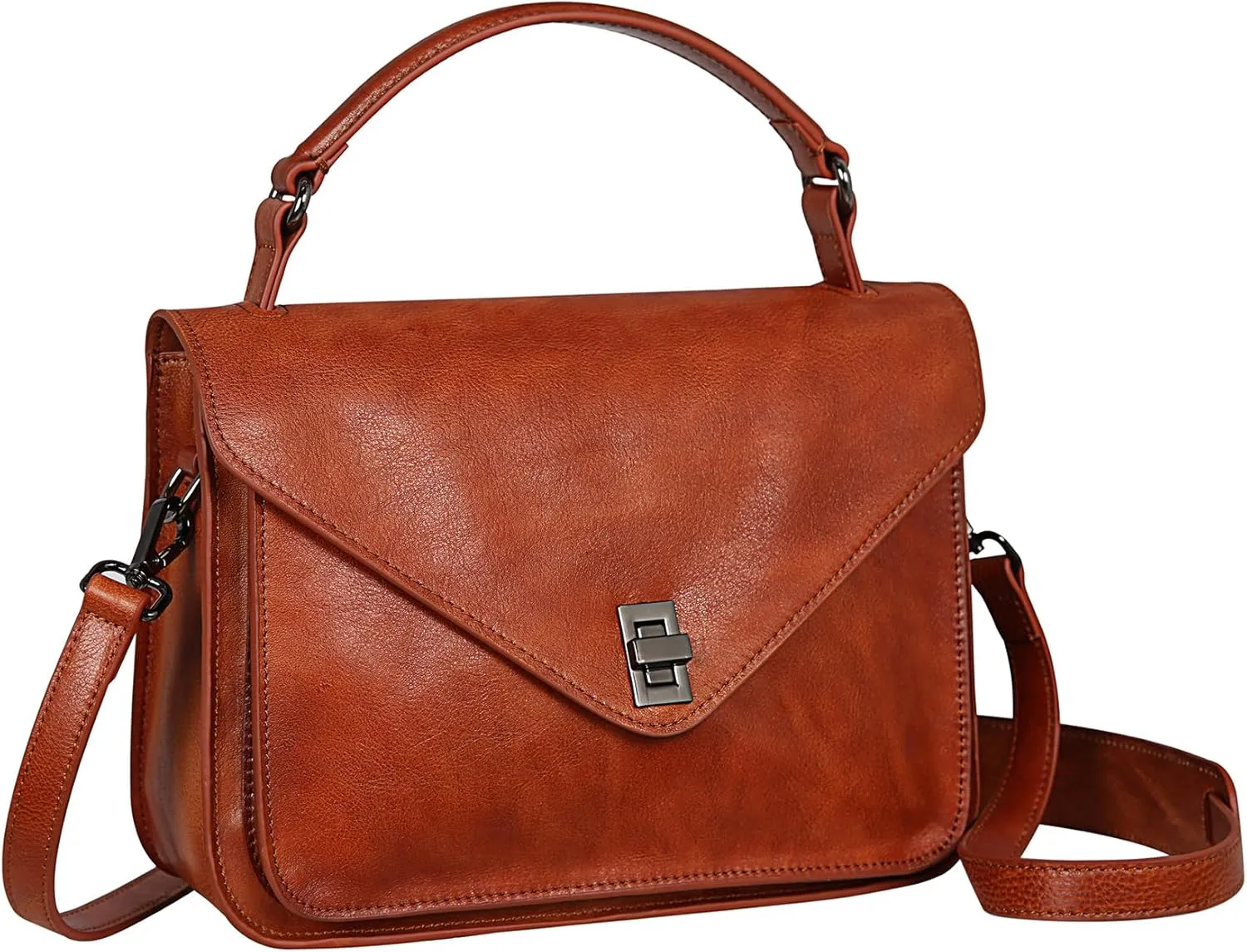 HESHE Leather Shoulder Bag Crossbody Purses for Women Designer Satchel Handbags Vintage Purse Stylish Ladies Handbags