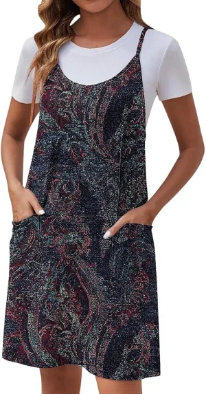 hlysgo Sundresses for Women 2025 Summer Sleeveless Spaghetti Straps Mini Dress Trendy Floral Print Casual Boho Beach Dresses