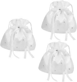 Homoyoyo 3pcs Stylish Bridal Pouch Drawstring Bag Money Bag for Wedding Bridal Clutch Purse for Women Bridesmaid Handbag