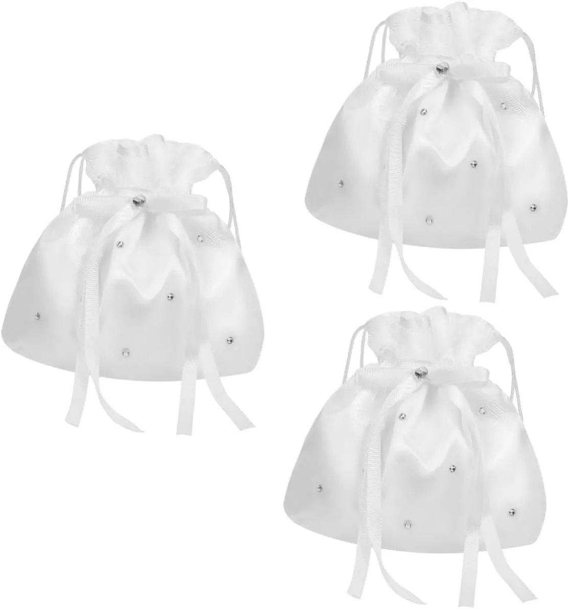 Homoyoyo 3pcs Stylish Bridal Pouch Drawstring Bag Money Bag for Wedding Bridal Clutch Purse for Women Bridesmaid Handbag