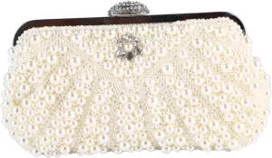 Homoyoyo Beaded Evening Bag Clutch Purse Imitation Pearl Decor Stylish for Women for Parties Weddings