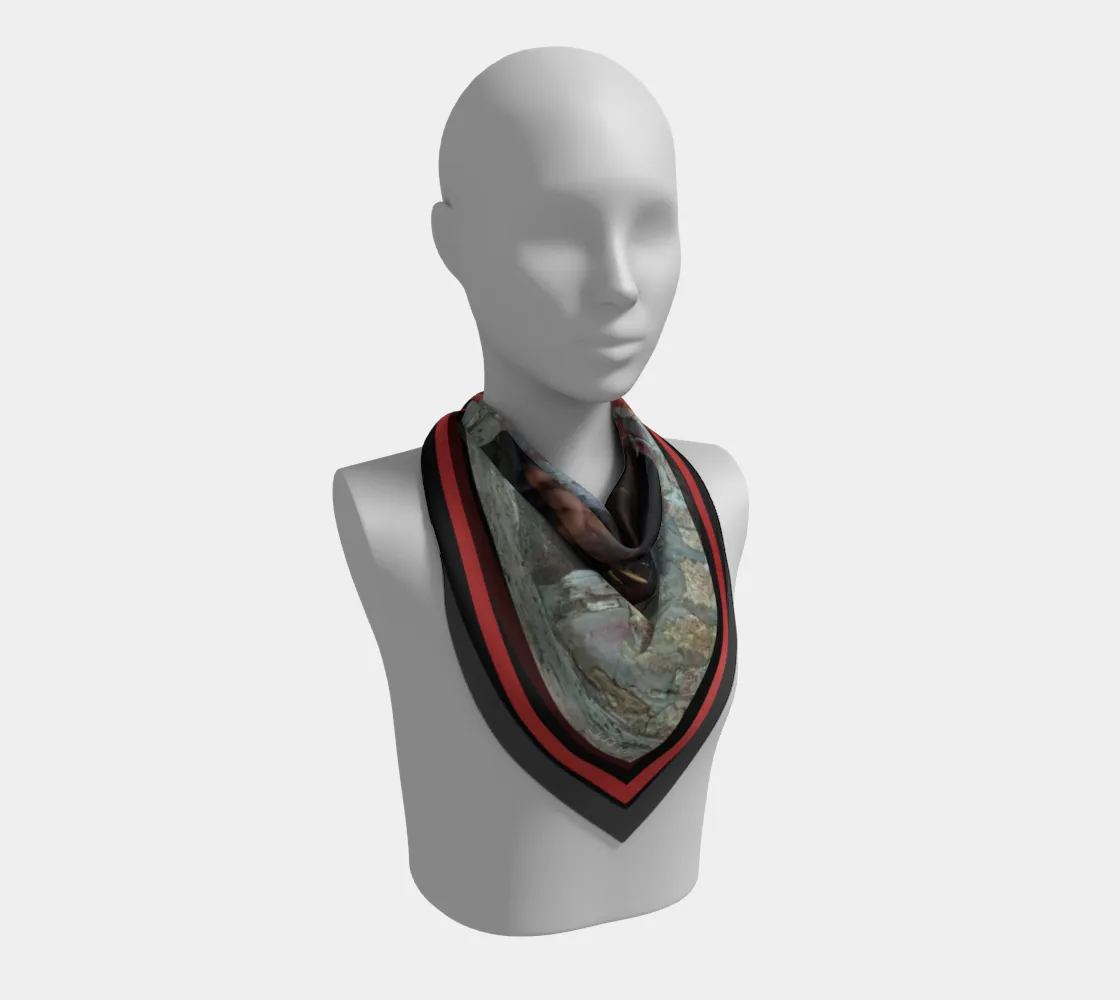 Horse in Red Barn Black Border by JVH Scarf