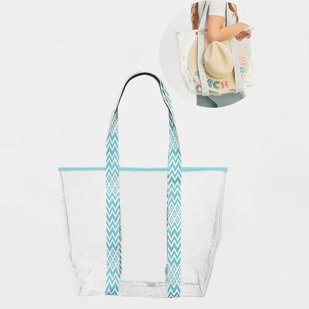iLLASPARKZ Hat Carrying Transparent Aztec Zigzag Chevron Pattern Strap Tote Bag