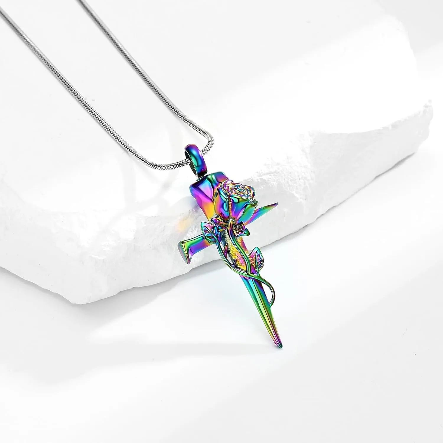 Imrsanl Cremation Jewelry for Ashes Nail Cross Urn Necklace Pendant Keepsake Religious Cross Memorial Ash Jewelry