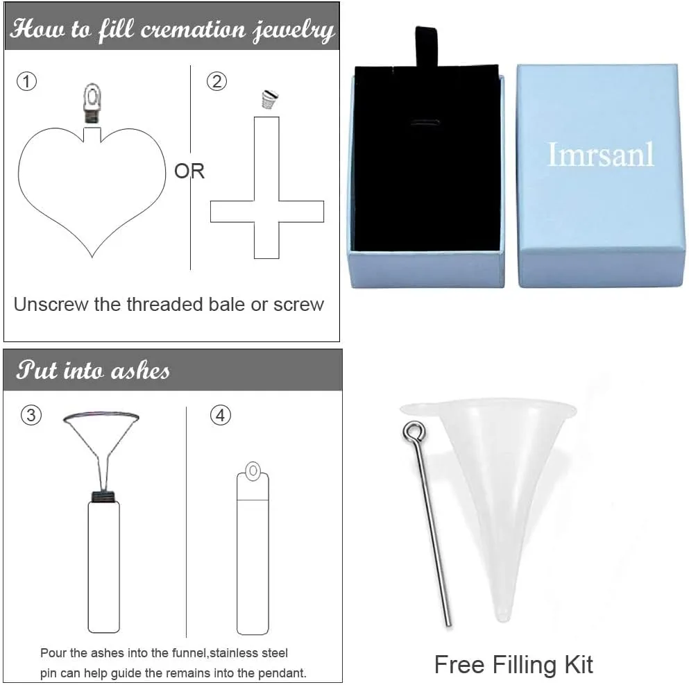 Imrsanl Cremation Jewelry for Ashes Nail Cross Urn Necklace Pendant Keepsake Religious Cross Memorial Ash Jewelry