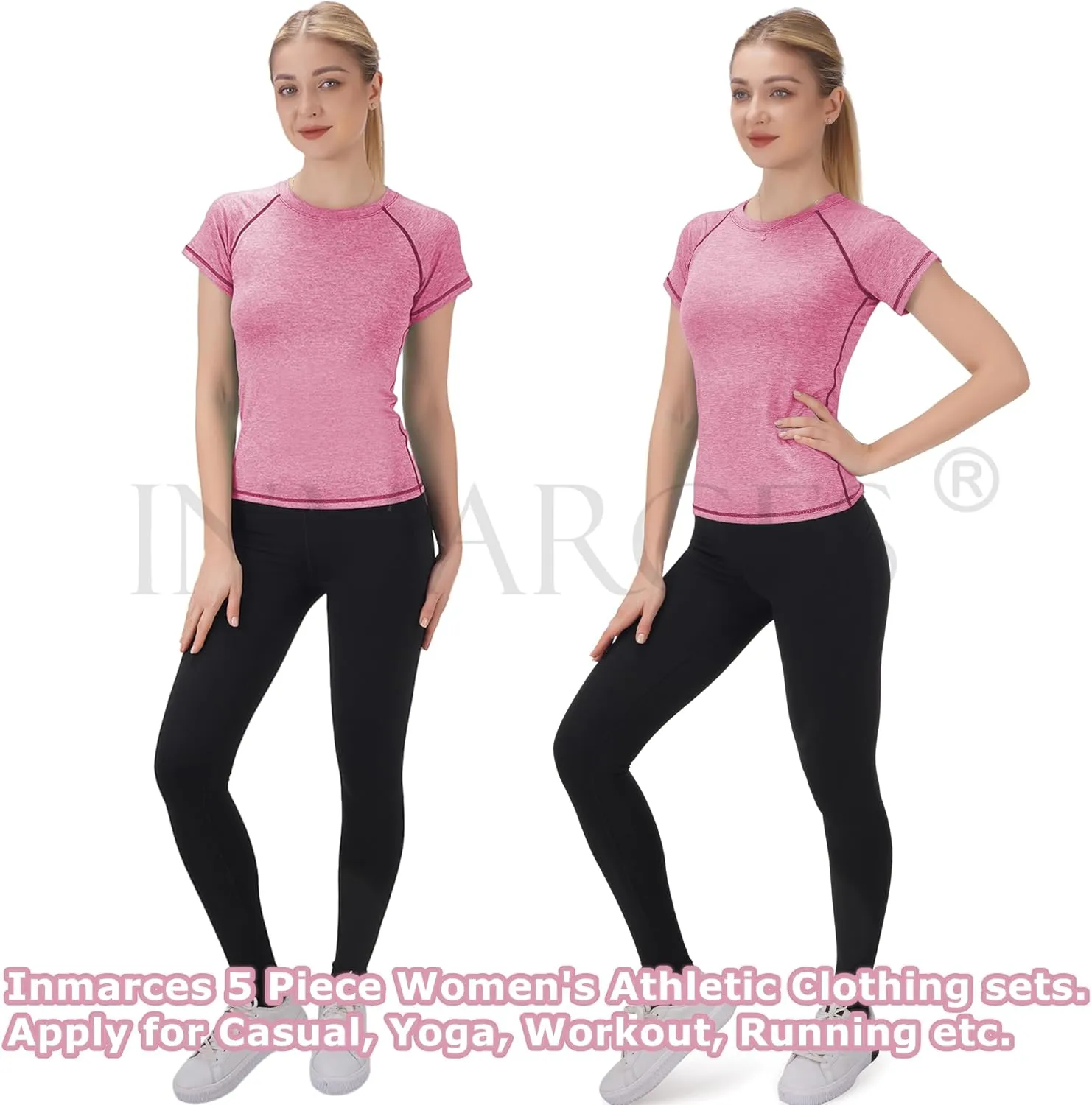 Inmarces Workout Sets for Women 5 PCS Yoga Outfits Activewear Tracksuit Sets