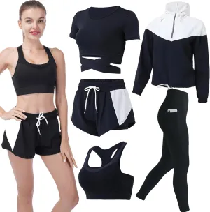 Inmarces Workout Sets for Women 5 PCS Yoga Outfits Activewear Tracksuit Sets