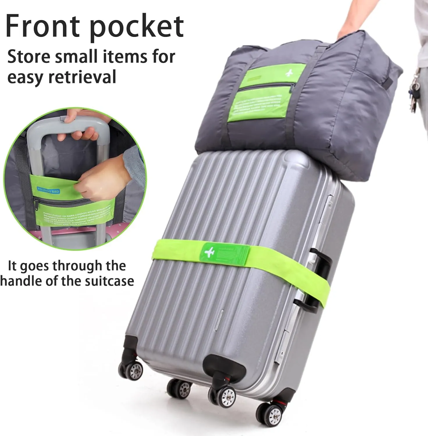 INVODA Travel Bag 24 PCS Foldable Duffle for Women and Men Lightweight Luggage Bag Personal Item Bag for Airlines Weekender Overnight Tote Carry on (24PCS)