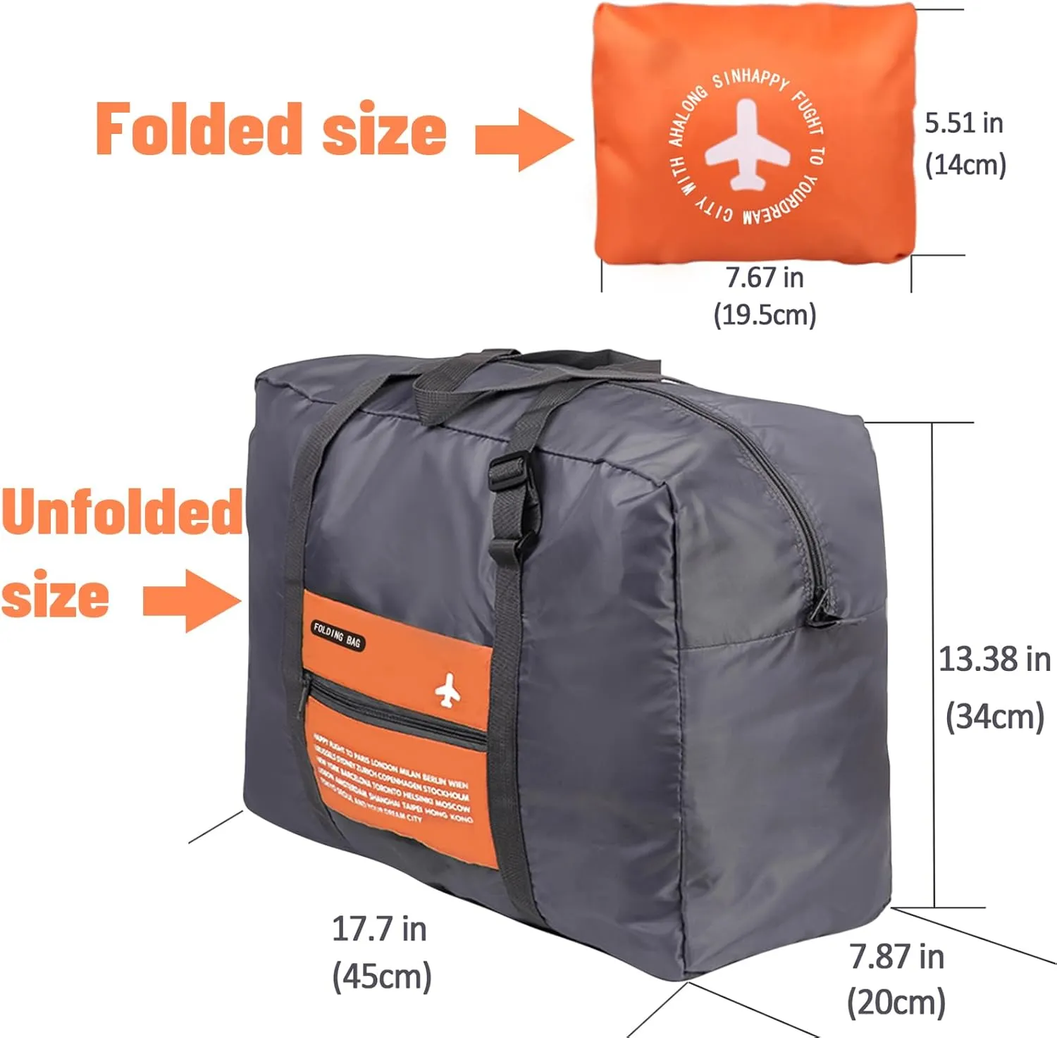 INVODA Travel Bag 24 PCS Foldable Duffle for Women and Men Lightweight Luggage Bag Personal Item Bag for Airlines Weekender Overnight Tote Carry on (24PCS)