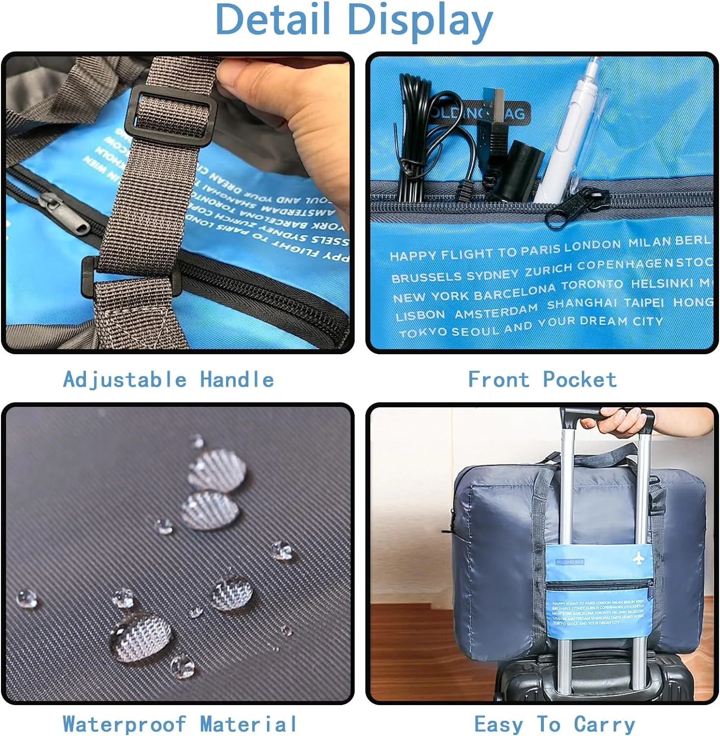 INVODA Travel Bag 24 PCS Foldable Duffle for Women and Men Lightweight Luggage Bag Personal Item Bag for Airlines Weekender Overnight Tote Carry on (24PCS)