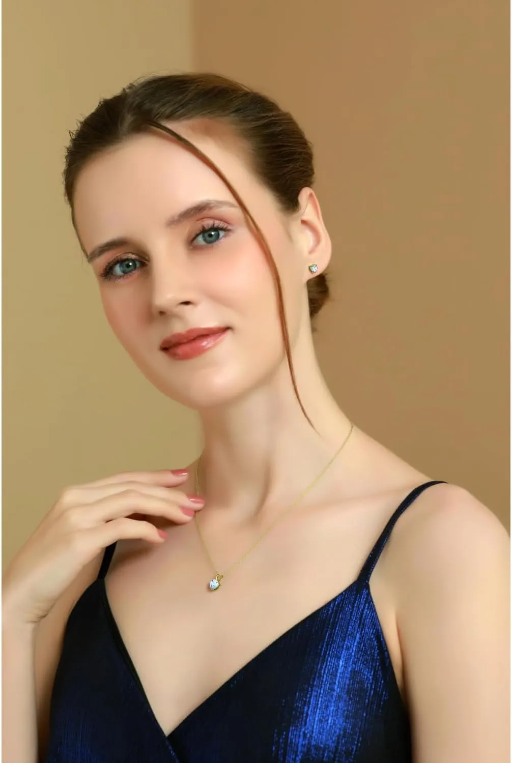 Jewelry Sets for Women, Necklace and Earring Sets for Women, Birthstone Jewelry, Genuine or Synthetic Gemstone, Heart Solitaire, Pendant Necklace, Stud Earrings, Silver Jewelry or Gold Flash
