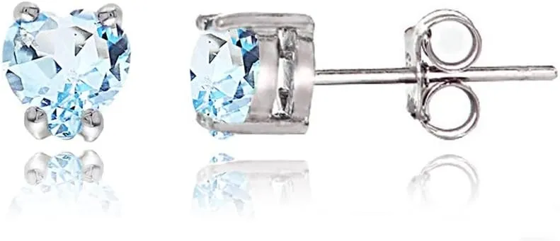 Jewelry Sets for Women, Necklace and Earring Sets for Women, Birthstone Jewelry, Genuine or Synthetic Gemstone, Heart Solitaire, Pendant Necklace, Stud Earrings, Silver Jewelry or Gold Flash