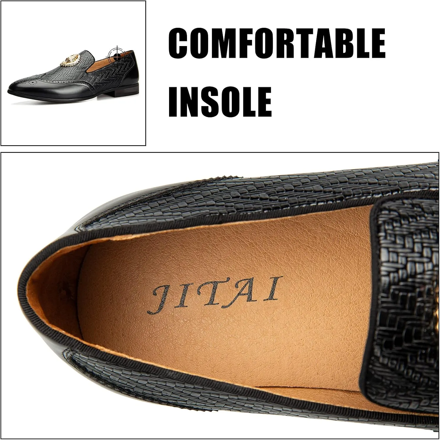 JITAI Men's Fashion Loafers Wedding Shoes Loafers for Men Party Shoes